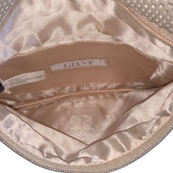 GLINT Beige Mesh Evening Bag Clutch Flap Front Wristlet - Picture 4 of 6